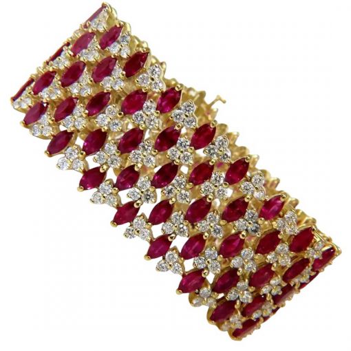 Broad Sterling Silver Ruby Bracelet