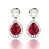 Zircon Ruby Earrings in Sterling Silver