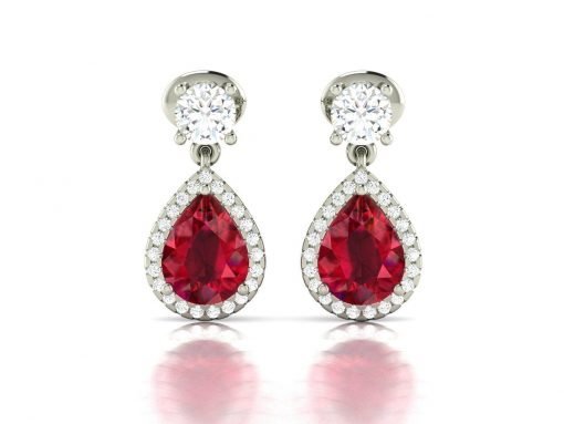 Zircon Ruby Earrings in Sterling Silver
