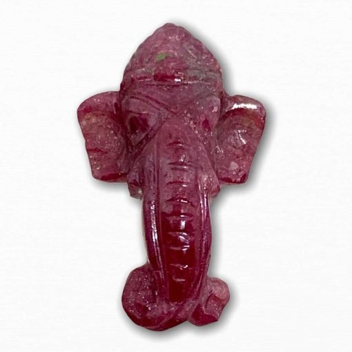Small Ganpati Head Natural Ruby Carving