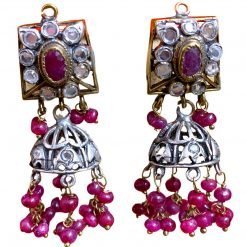 Vintage Design Ruby Chick Necklace with Earrings