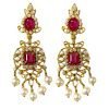 Handmade Sterling Silver Zircon Polki Ruby Earrings