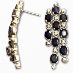 Sterling Silver Blue Sapphire long Earrings