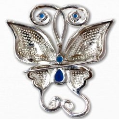 Fine Sterling Silver Blue Sapphire Butterfly Pendant Pin