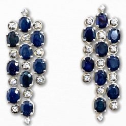 Sterling Silver Blue Sapphire long Earrings