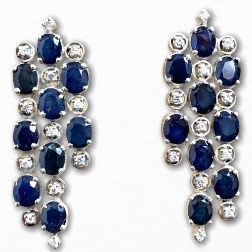 Sterling Silver Blue Sapphire long Earrings