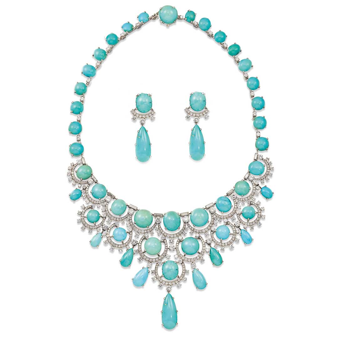 Durga maa pendant choker turquoise necklace earrings set at ₹2950 | Azilaa