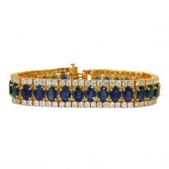 High Quality White Topaz Blue Sapphire Tennis Bracelet
