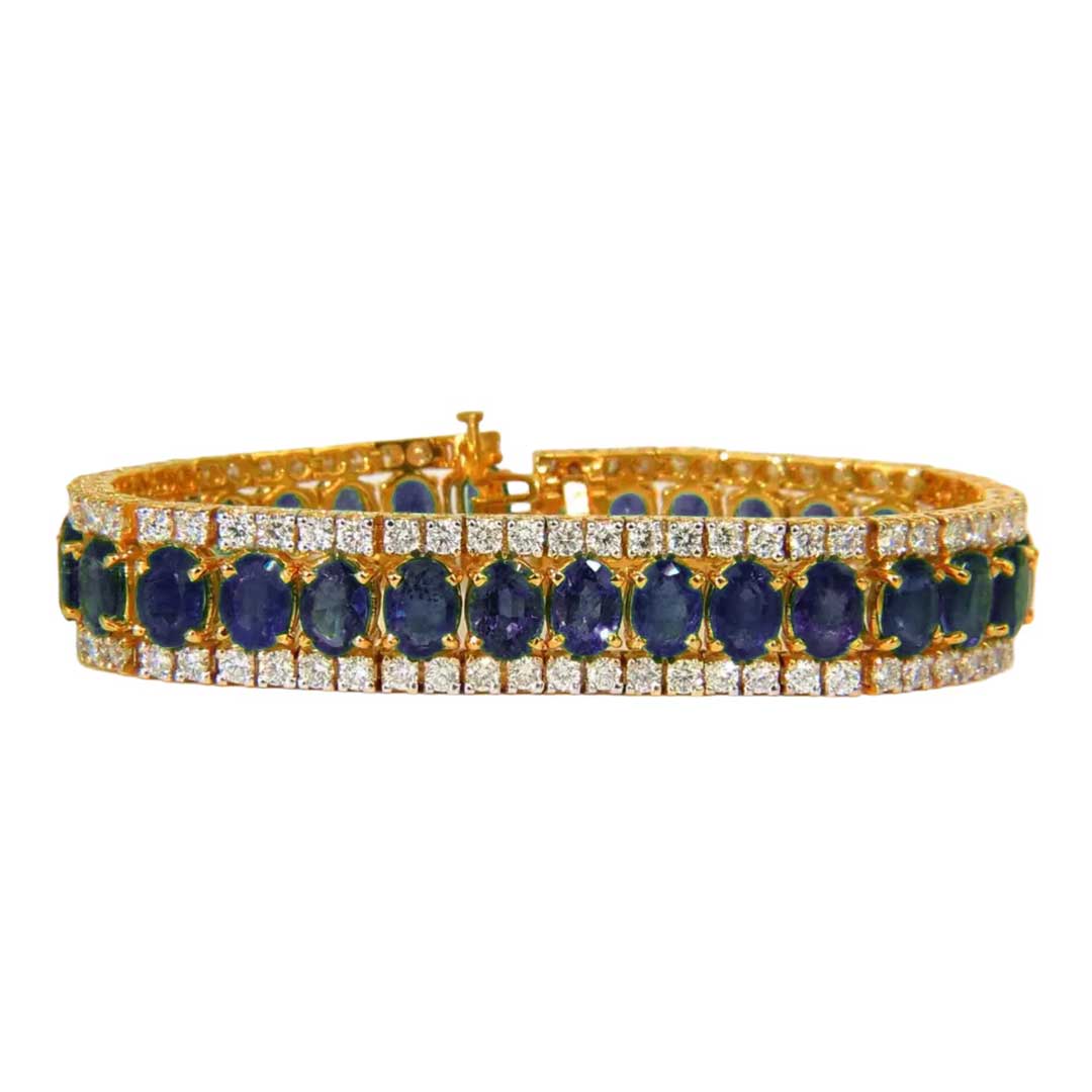 14K Yellow Gold 0.75ct Diamond & Sapphire Tennis Bracelet | More Than Just  Rings