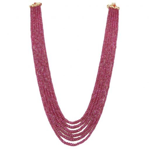 Natural 6 Strands Ruby Beads Necklace