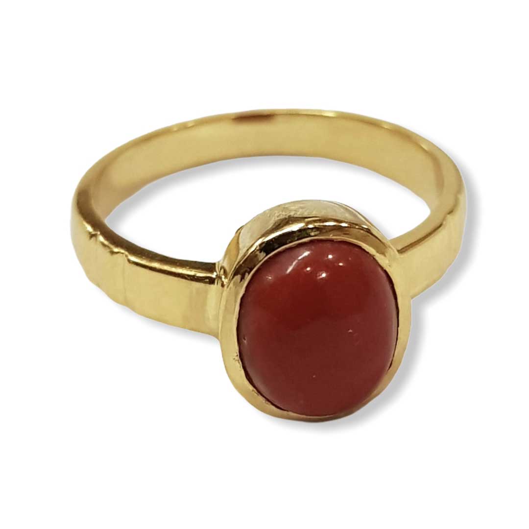 18k Solid Gold 3.00 Carats Natural Certified Coral Ring Gleam Jewels
