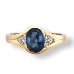 14k Solid Gold Diamond Sapphire Ring