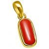 18k Hallmarked Gold Coral Oval Pendant