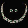 Emerald Statement Necklace with Studs Earrings