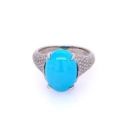 Zircon and Turquoise Ring in Sterling Silver