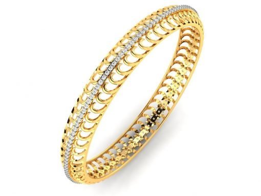 Kada Style Light Weight Diamond Bangle in 18k Gold