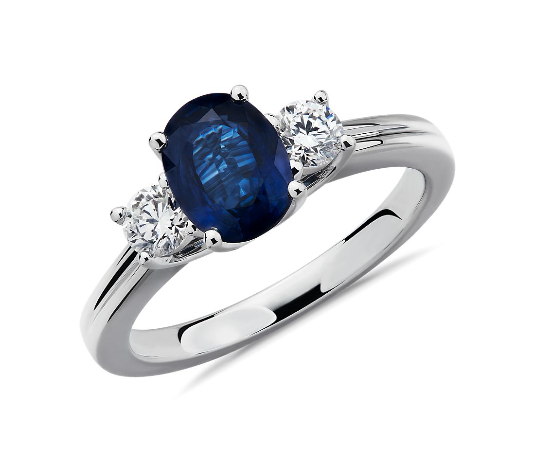 Buy Blue Sapphire Engagement Rings for Women 14K White Gold, Unique Vintage Blue  Sapphire Halo Engagement Ring, Emerald Cut Sapphire Rings, 6527 Online in  India - Etsy