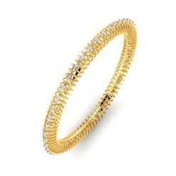 Spiral Design 18k Gold Diamond Bangle
