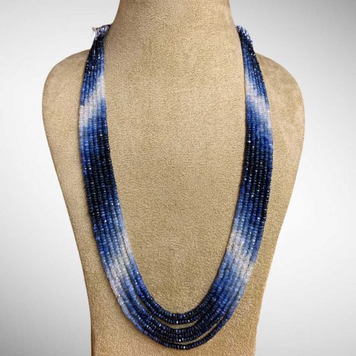 Fine Quality Blue Sapphire Shaded Beads Necklace