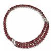 Sterling Silver Big Bridal Ruby Necklace