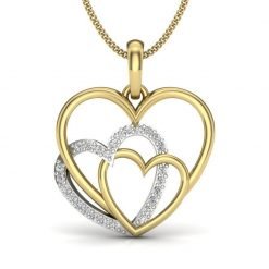 14k Gold Diamond Heart Pendant For Valentine Gift