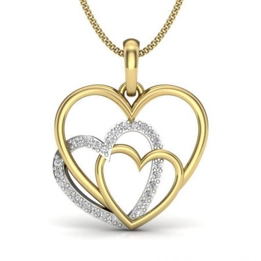 14k Gold Diamond Heart Pendant For Valentine Gift