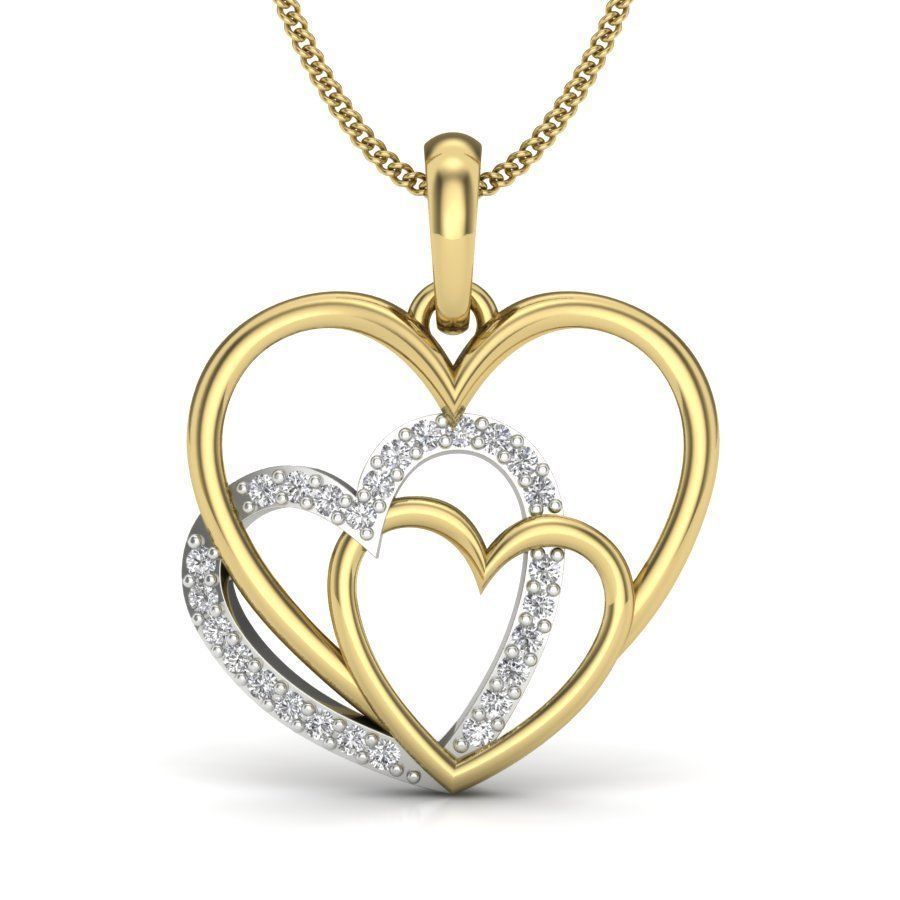 14k Gold Diamond Heart Pendant For Valentine Gift Gleam Jewels