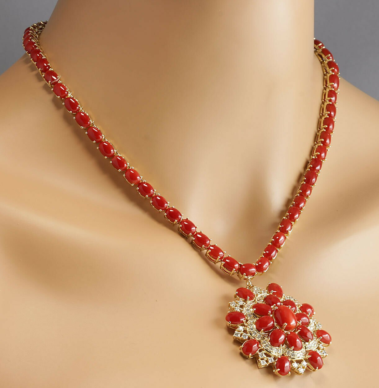 Fine Design Gold Plated Sterling Silver Coral Necklace - Gleam Jewels