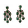 2.2 Inches Long Sterling Silver Emerald Dangle Earrings