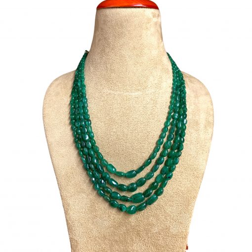 460 Carats Natural Emerald Oval Beads Necklace