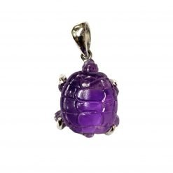 Carved Amethyst Tortoise Pendant in Sterling Silver