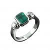 High Quality Emerald Diamond Ring in 18k White Gold