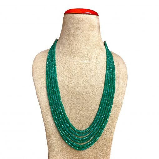 320 Carats Six Strands Emerald Faceted Beads Necklace