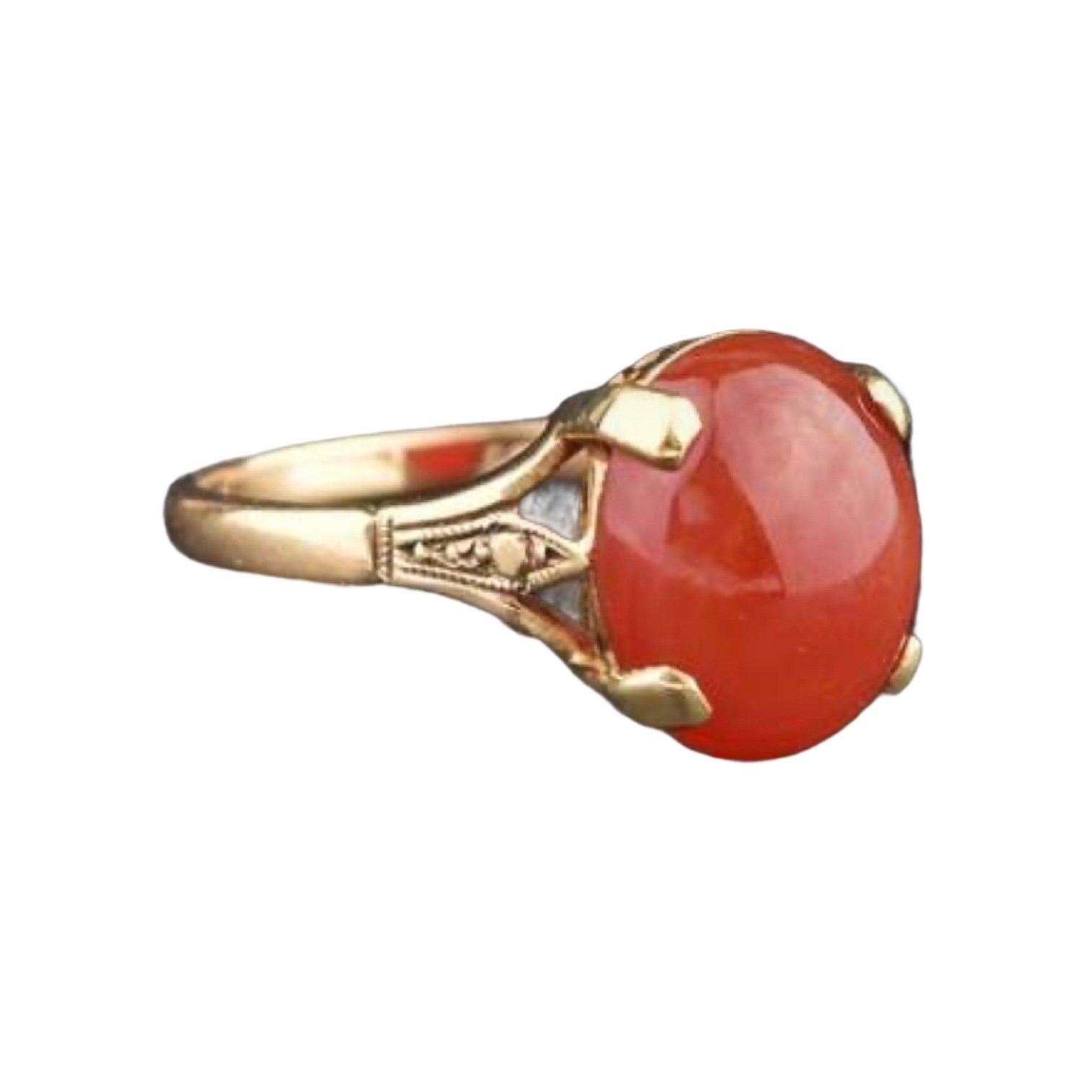 Natural Coral Gemstone Men's Ring - Shraddha Shree Gems