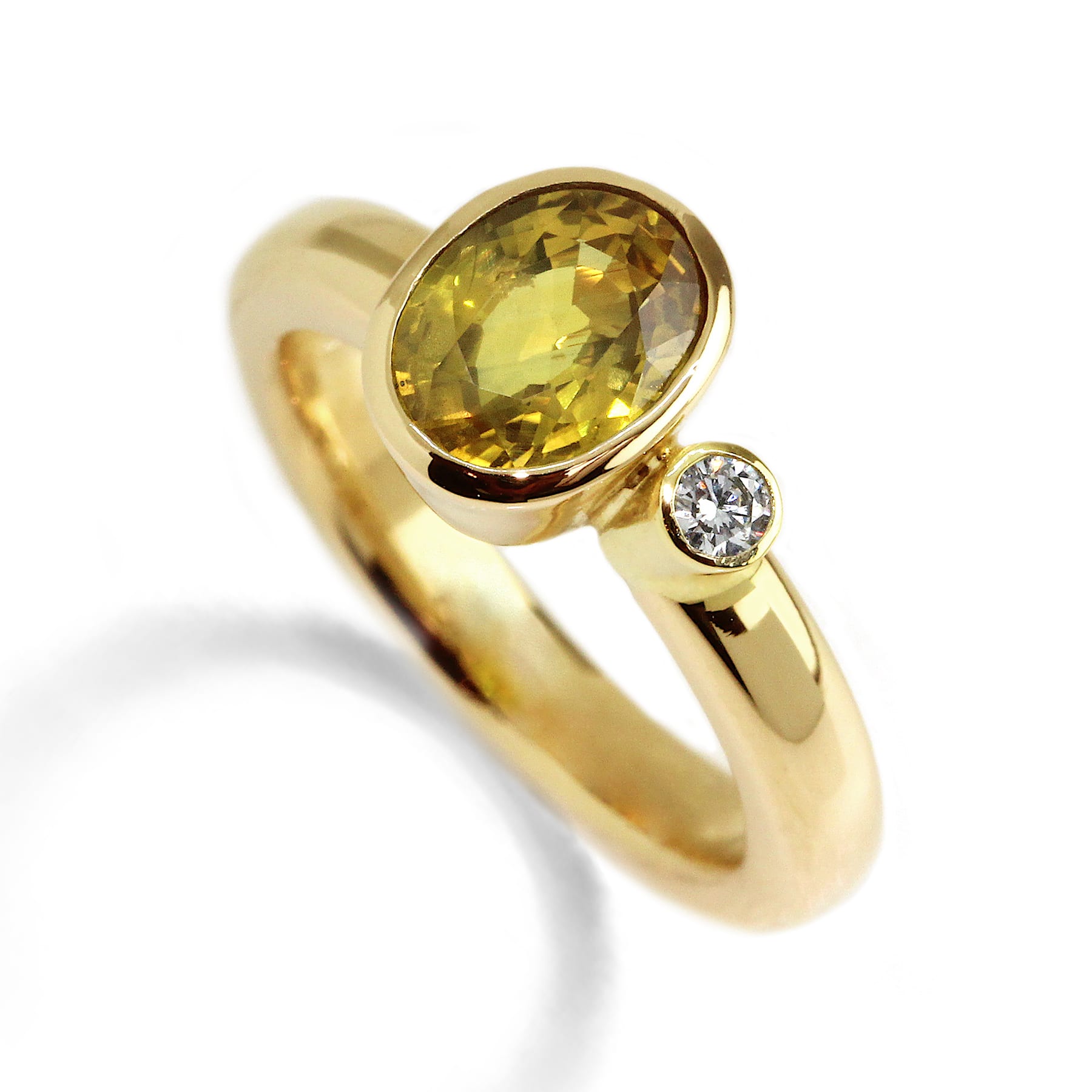 16ct Oval Yellow Sapphire & Diamond Ring - 66mint Fine Estate Jewelry