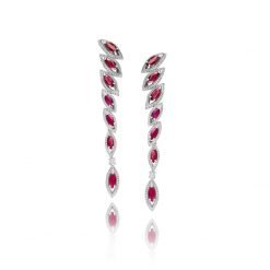 Ruby Necklace with Earrings and Bracelet in Sterling Silver