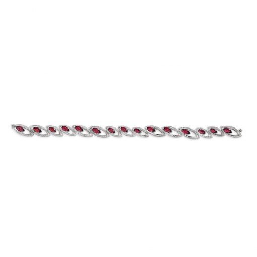 Ruby Necklace with Earrings and Bracelet in Sterling Silver