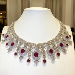 Premium Ruby Bridal Necklace in Sterling Silver
