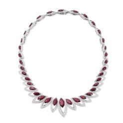 Ruby Necklace with Earrings and Bracelet in Sterling Silver