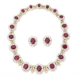 Premium Quality Ruby and White Topaz Necklace