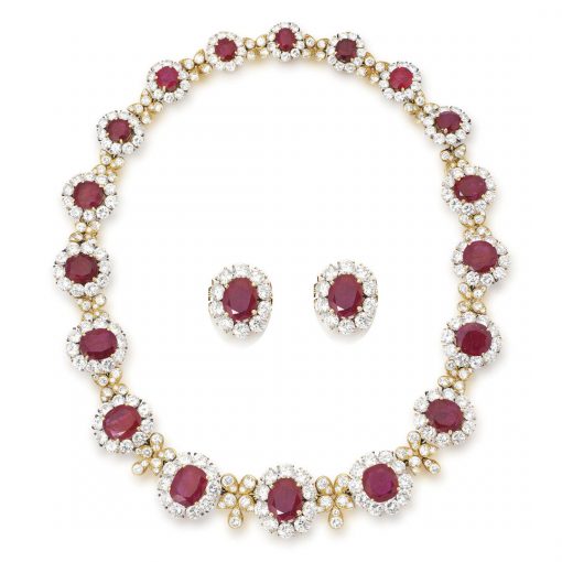 Premium Quality Ruby and White Topaz Necklace