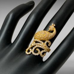 Fine Zircon Studded Peacock Ring in Sterling Silver