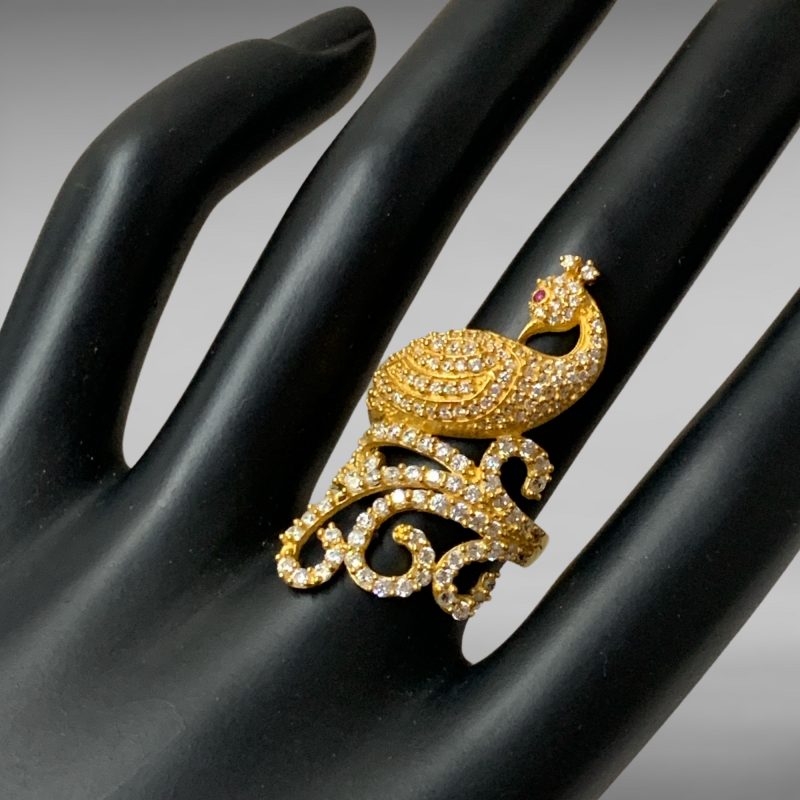 Buy Antique Peacock Ring With Matte Gold Plating 213038 | Kanhai Jewels