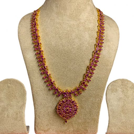 22 Inches Long Ruby Bridal Necklace