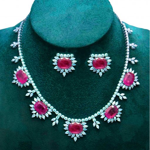 Handmade Topaz Ruby Necklace With Earrings