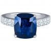925 Sterling Silver Zircons Studded Blue Sapphire Ring
