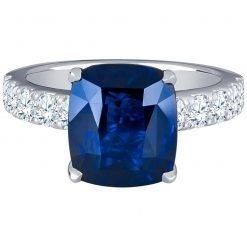 925 Sterling Silver Zircons Studded Blue Sapphire Ring