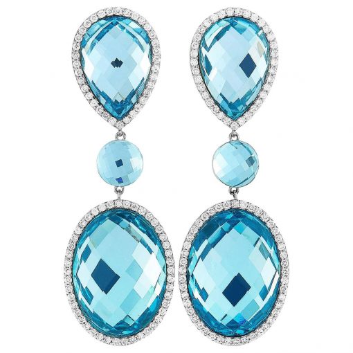 925 Sterling Silver Blue Topaz Earrings