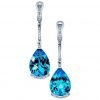 Blue Topaz Drop Dangle Earrings In Silver