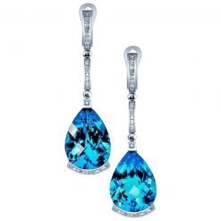 Blue Topaz Drop Dangle Earrings In Silver